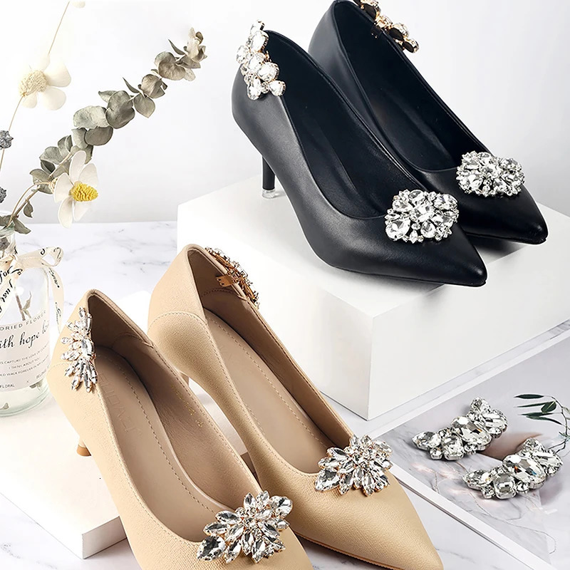 1Pcs Lady Shoe Clips Wedding Bride Shoes Decoration For Women High Heel Removable Jewelry Rhinestones Crystal Decorations 250219