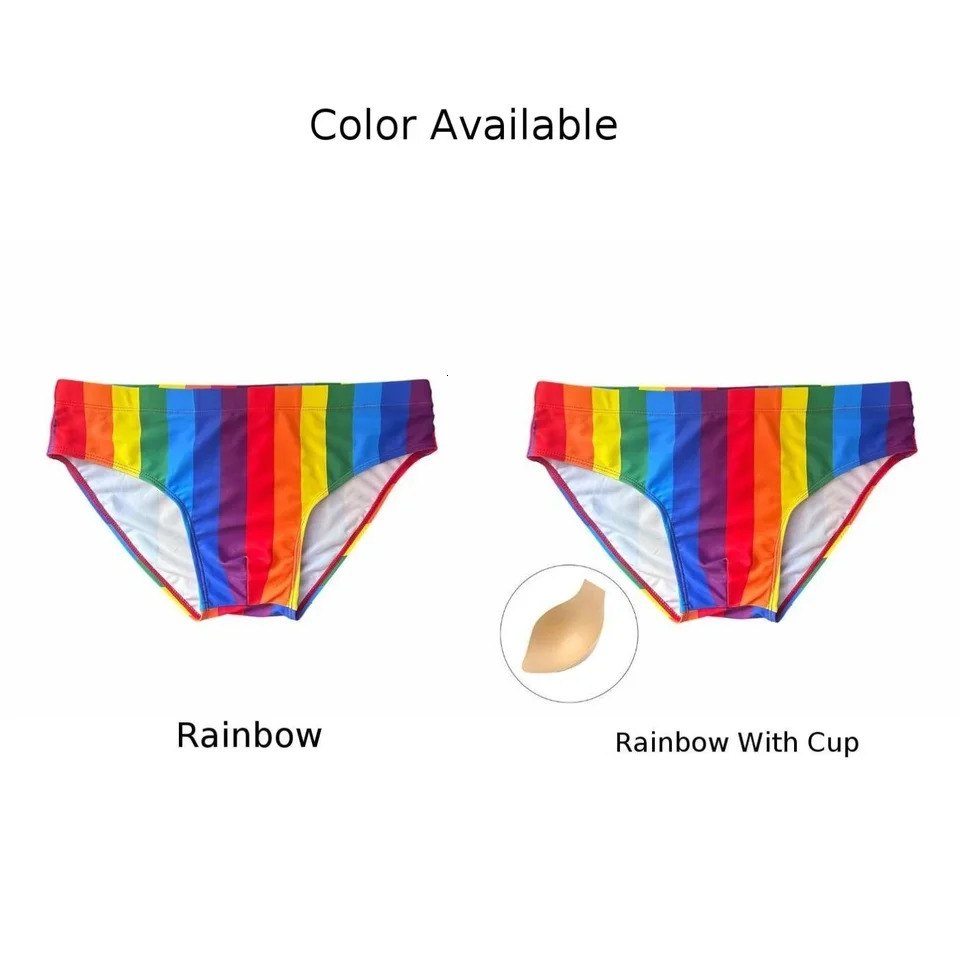 Rainbow striped swimming trunks swimsuits mens surfing shorts 250220