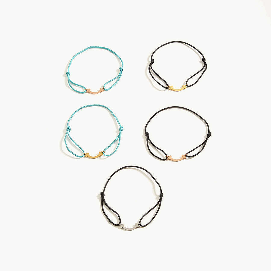 Charm Bracelets for Women Smiling Face Hand Rope Stainless Steel Vacuum Plated NonFading Simple DIY Bracelet Z250910