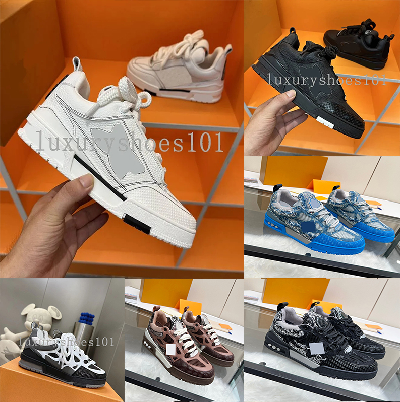 Designer Men Trainer Calf Trainer Skate Sneakers Platform Sneakers Rubber Shoe Vintage Trainer Lace-up With Box