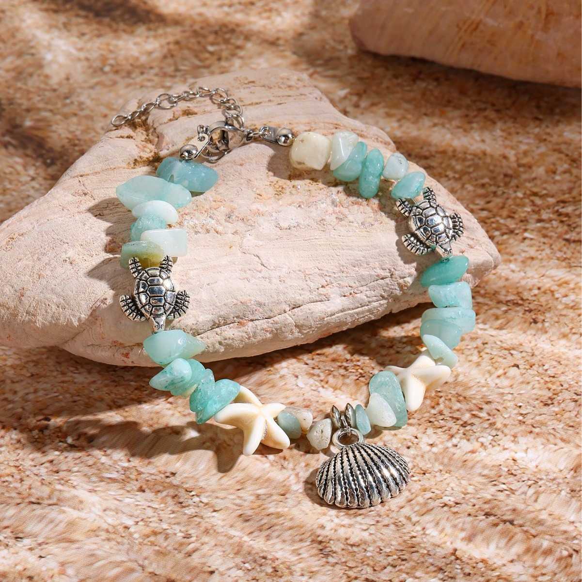 Charm Bracelets Hot selling starfish natural stone bead small fresh summer shell bracelet H25220 3 P9PY