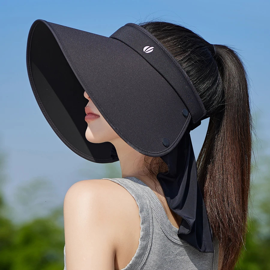 Large Shawl Hollow Top Hat Face Shading Velvet Vinyl Sun Hat Female Summer Outdoor Neck Shade Hat Beach UPF50 250219