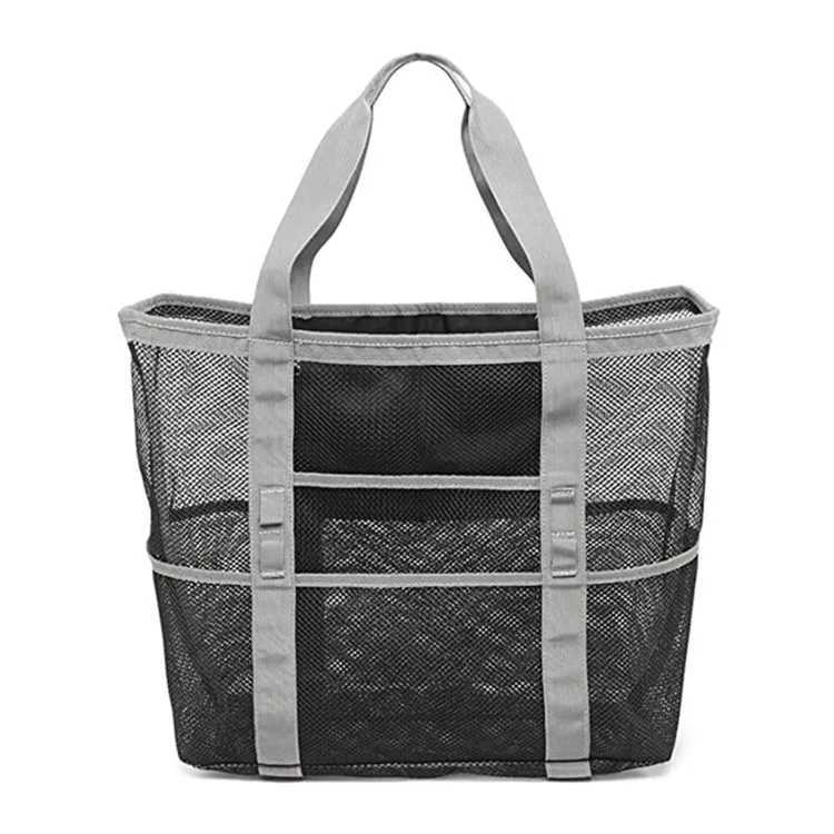 9 Pockets Large Beach Bag For Towels Mesh Durable Picnic Bags For Toys Waterproof Underwear Pocket Beach Tote Bag Summer 2022 Z250219