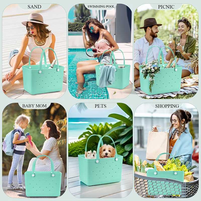 XL Extra Large Bogg Bag EVA Rubber Waterproof Beach Pool Storage Basket Women Travek Shopping Handbag Bogg Bag Jelly Tote Bag Z250219