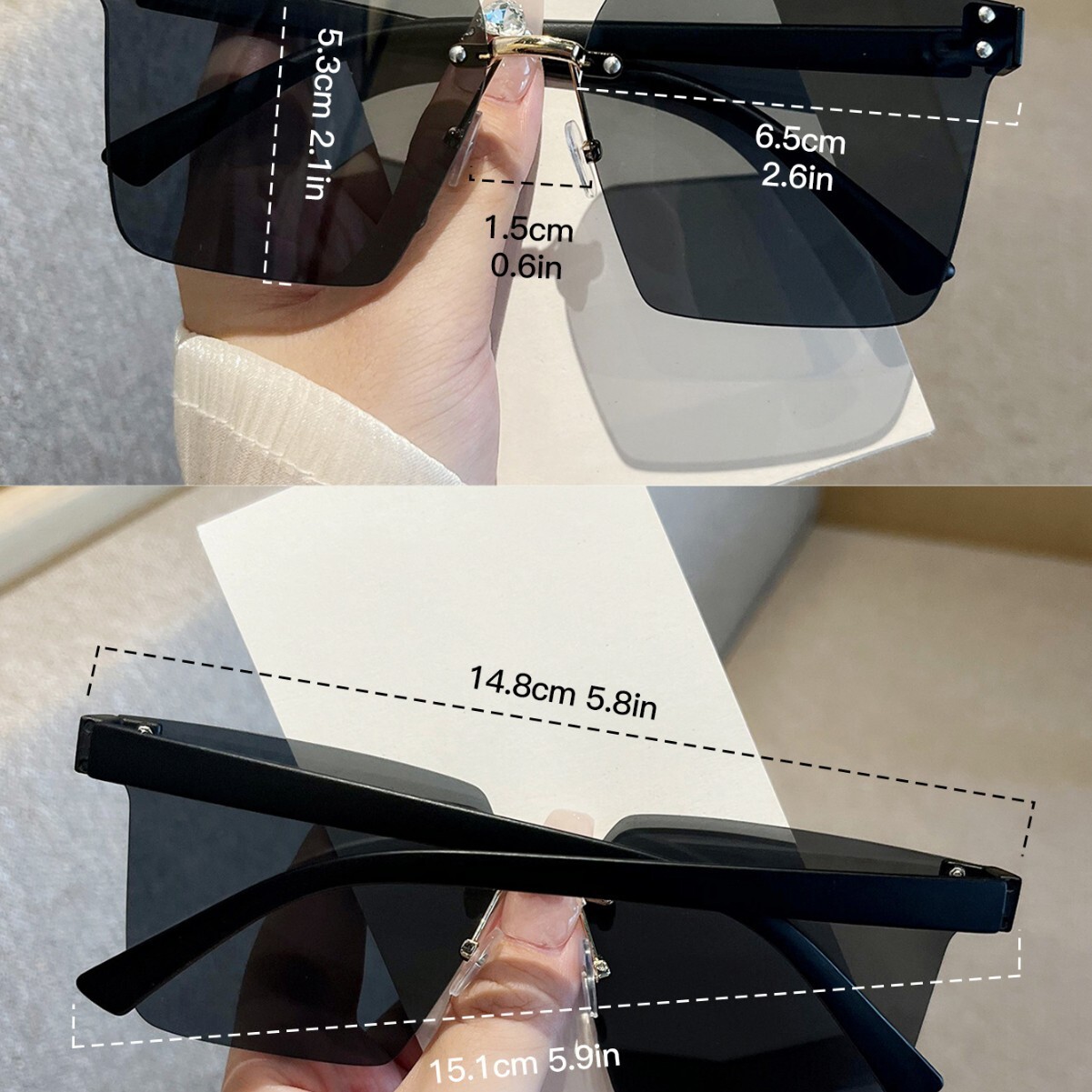 2025 Spring And Summer Frameless Square One Sunglasses for Men And Women Deigner Fashion Korean Version Of The Trend Glasses
