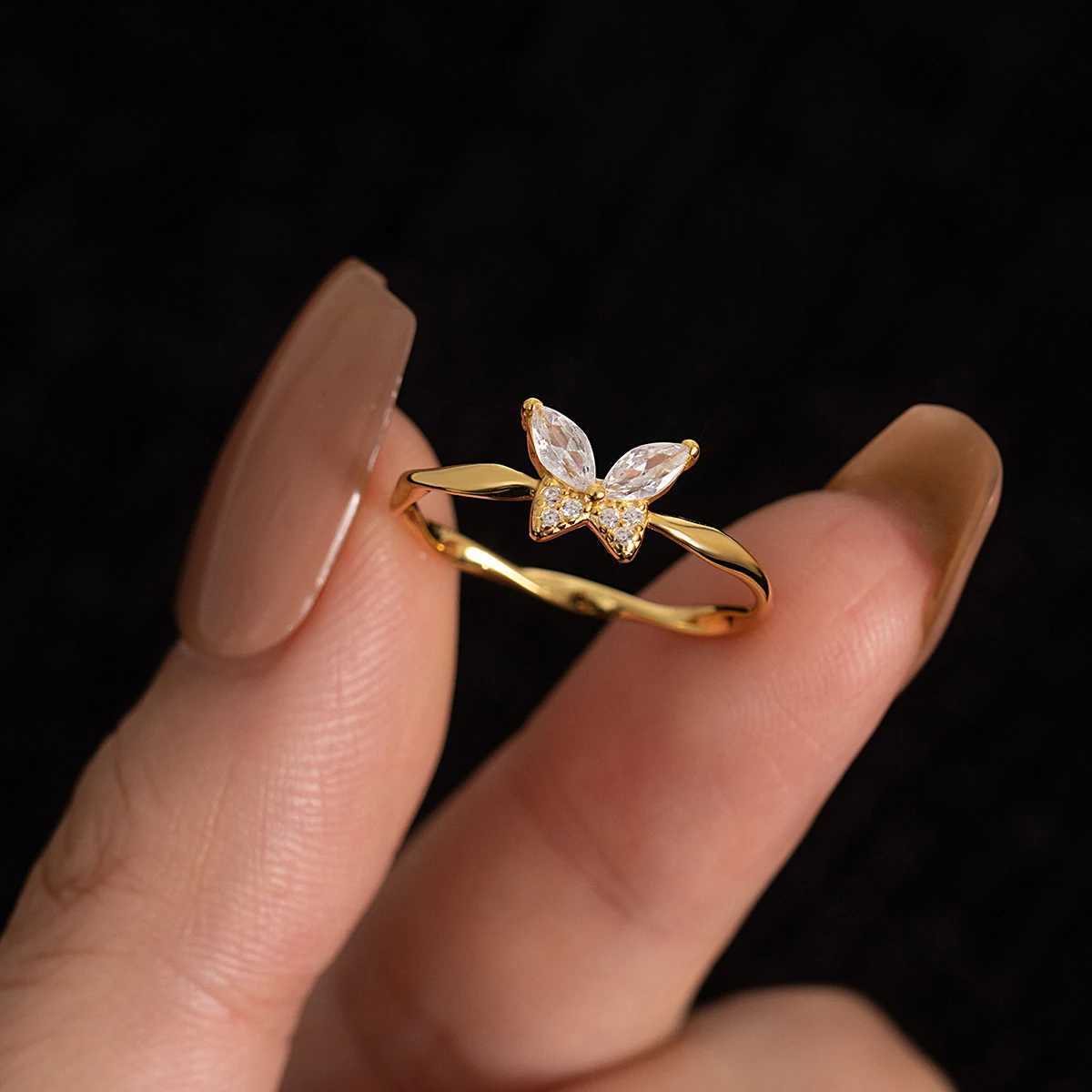 Real 925 Sterling Silver 18k Gold Plating Twisted Cubic Zirconia Ring For Wen INS Trend Fine Jewelry X250220