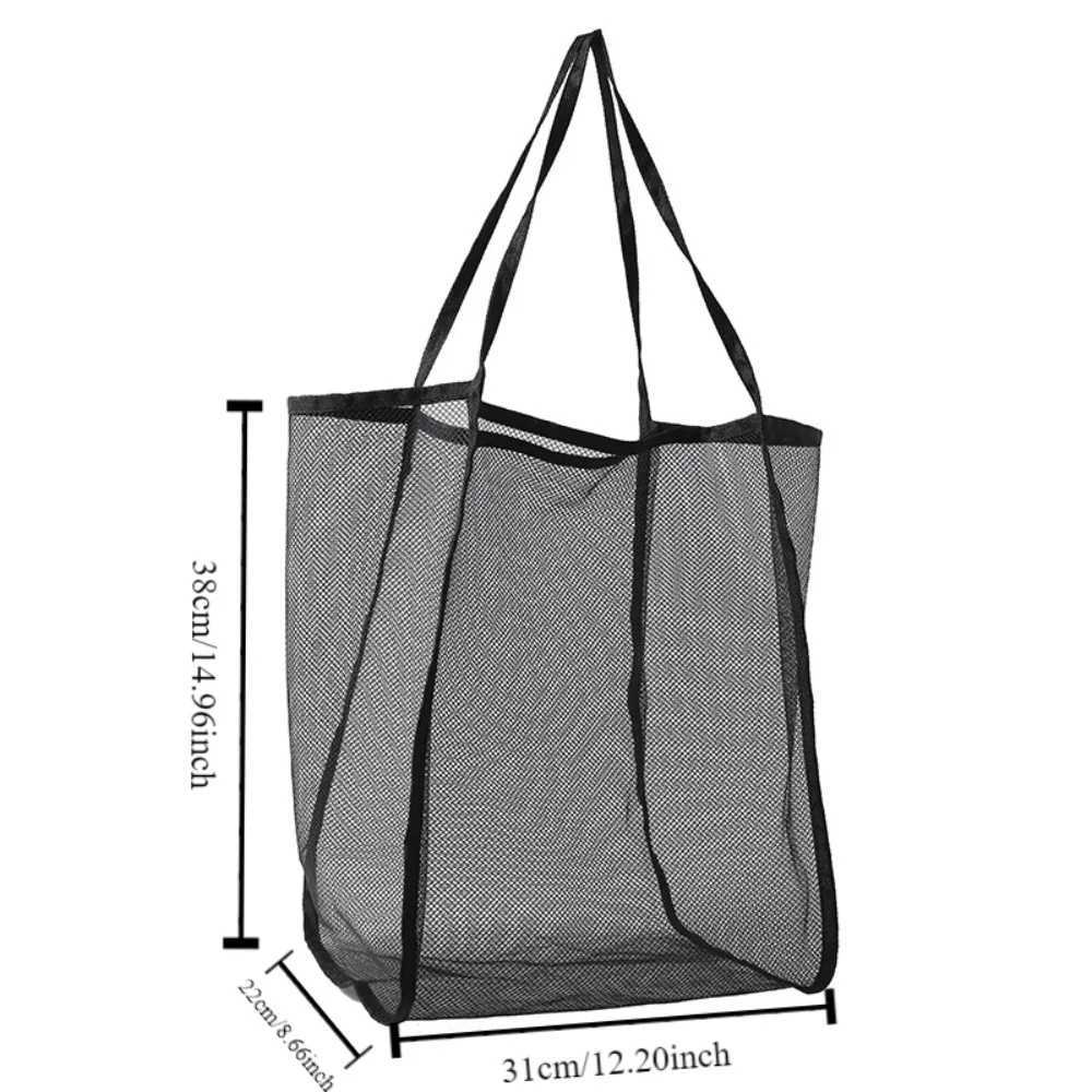 Casual Large Capacity Beach Bag Solid Color New Style Transparent Mesh Bag Sports Shoulder Pouch Tote Handbag Travel Z250219