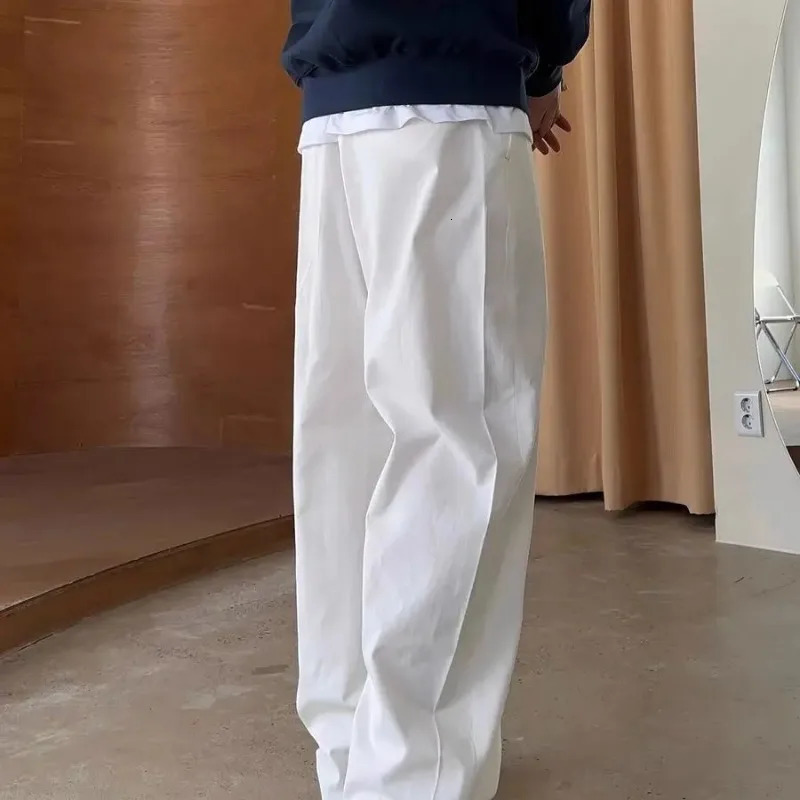 Tailoring Summer Baggy Cool Wide Ice Silk Business Thin Loose Cooling Straight Mens Casual Pants Office Trend Y2k Male Trousers 250218