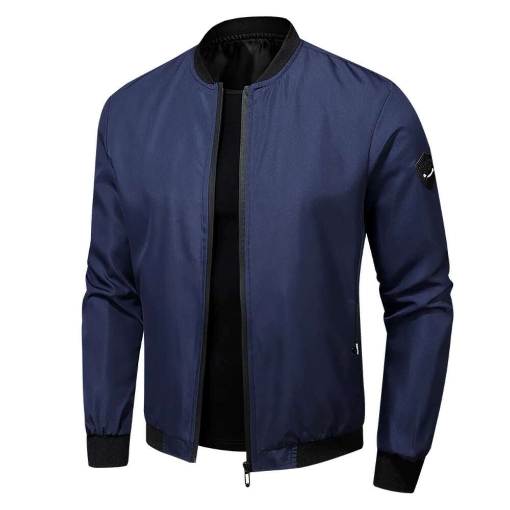 Men's high neck pilot jacket, monochrome jacket, Outchester casual windbreaker, long sleeved, outdoor sports, spring, autumn, document