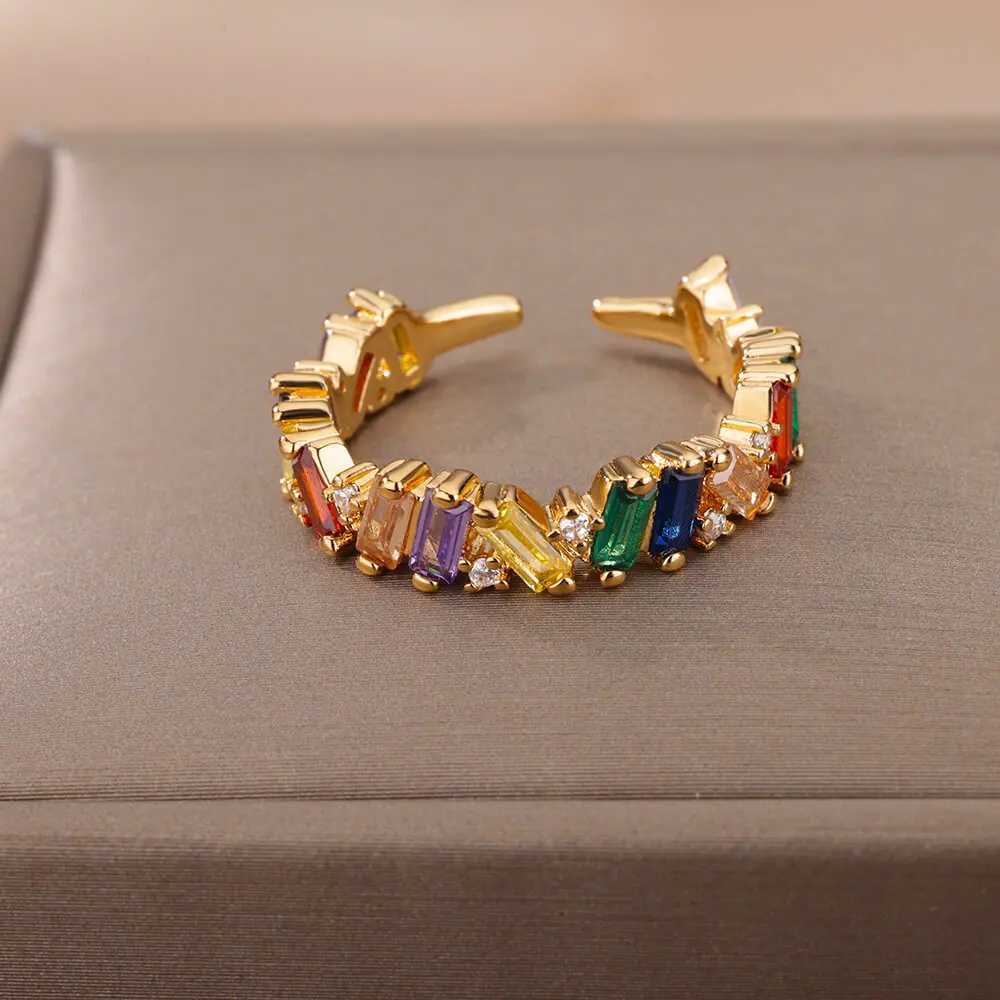 Zircon crystal ring used for stainless steel gold-plated wedding rings couple rings Christmas jewelry gifts Bijoux womens X250220