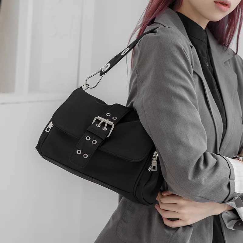 Nylon Women Shoulder Crossbody Bag black Fashion Axillary bags Brand design ladies female handbag small Black womens bag Y250218