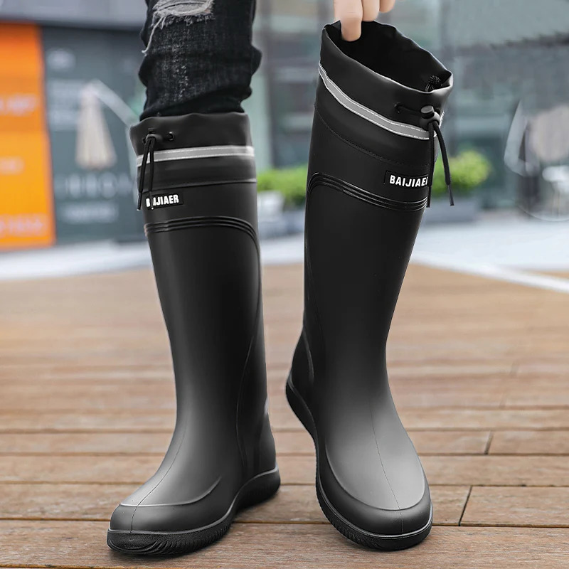 Rain shoes mens waterproof rainproof boots four season soft soles nonslip comfort outdoor work water males 250219