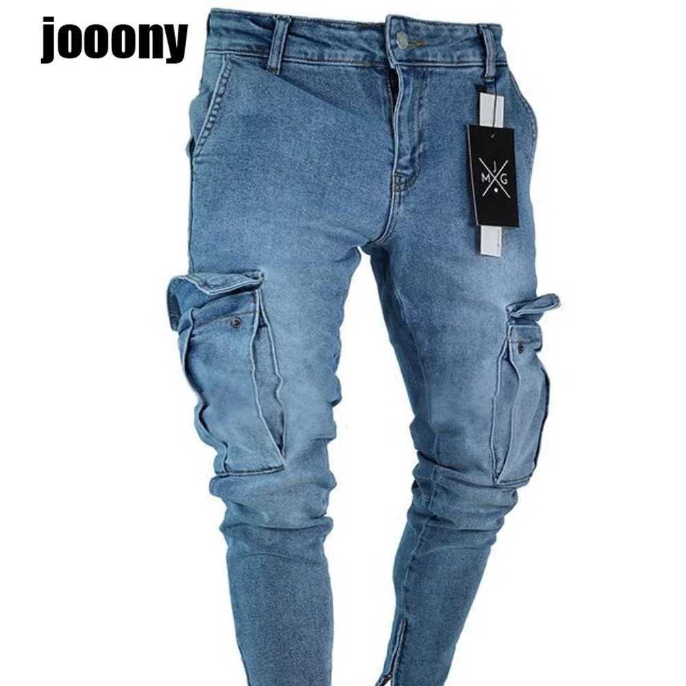 streetwear jean femme baggy pockets denim Jeans for men clothing Man casual pants Mens jeans casual slim Male trousers X250220