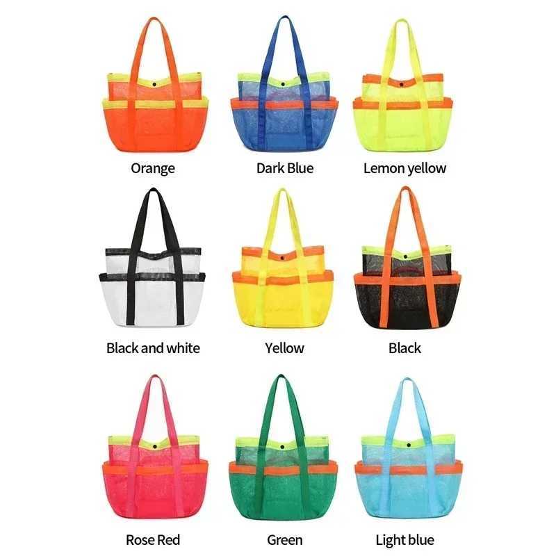Beach Mesh Bag Multi-Pocket Tote Swimming Mesh Bag high volume Beach Essentials for Family Travel Bag Beach Organizer Toiletries Z250219