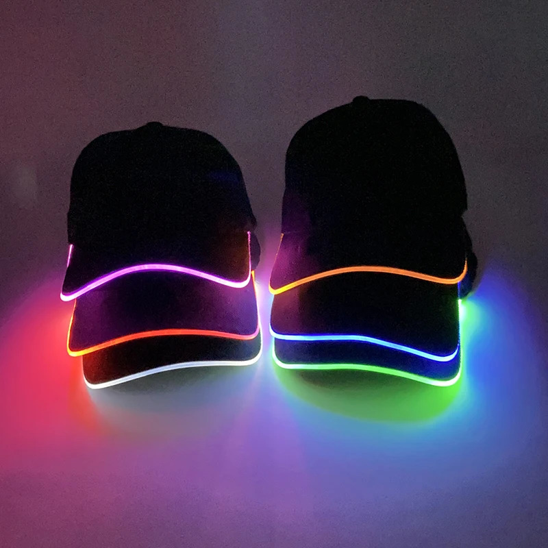 Fashion Glowing Baseball Cap LED Hiphop Hat Club Props Fluorescent Light Up DJ Music Supplies Costume 250218