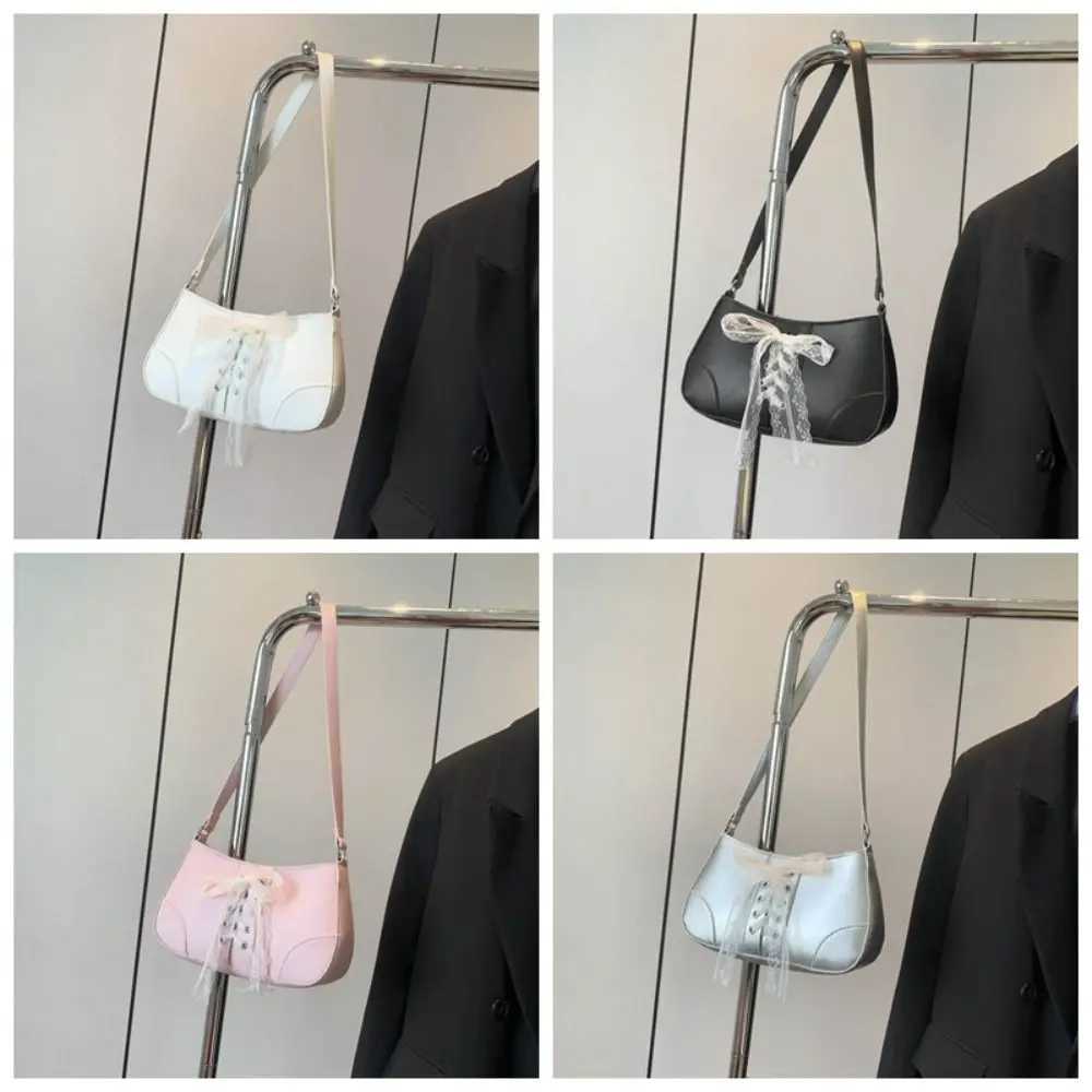 High Quality Bag Y2K Bow Shoulder Purse Large Capacity Korean Style PU Underarm Bag Waterproof Stylish Texture Handbag Work Y250218