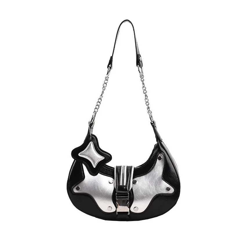 MBTI Y2k Silver Womens Shoulder Bag Premium Pu Leather Mixed Color Fashion Handbag Retro Designer Stray Womens Wallet Y250218