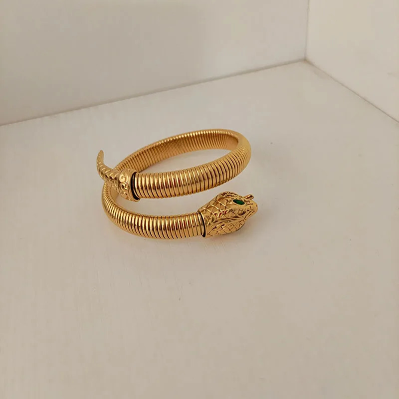 Green black cz eye elastic wrap bangles stainless steel snake bangles for women vintage stainless steel jewelry in 250220
