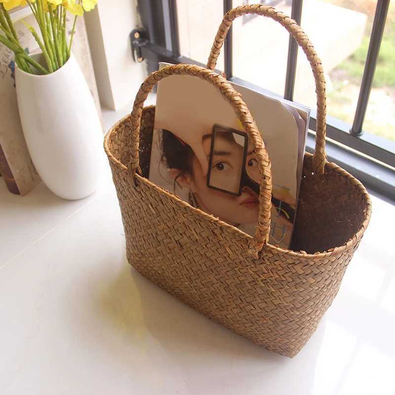 Seaweeds Woven Basket Flower Basket Garden Succulent Bag Flower Basket Crafts Storage Basket Women Handbag Summer Beach Bag New Z250219