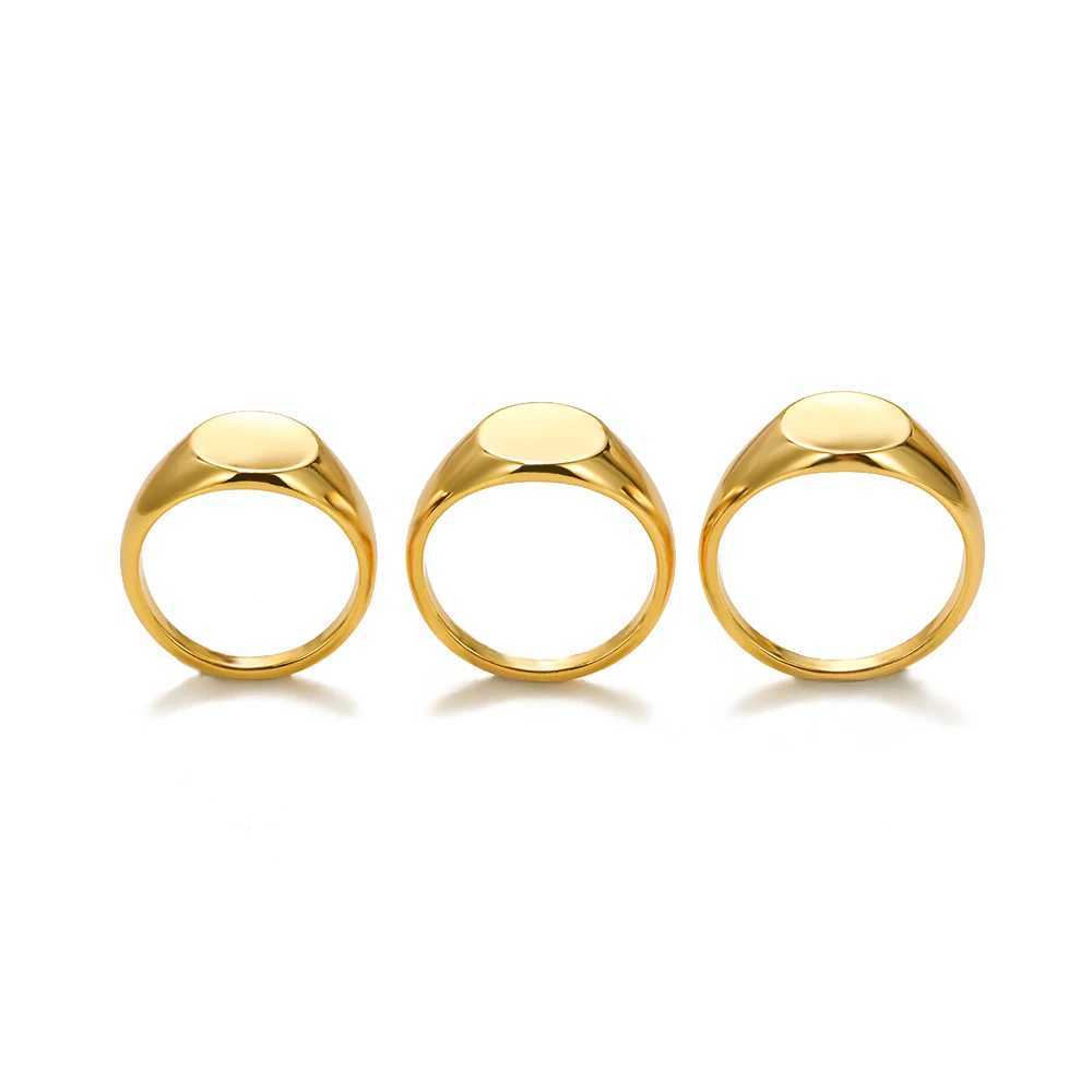 Classic Round Rings for Wen Men Gold Color Stainless Steel Ring 2024 Trend Unisex Punk Hiphop Party Jewelry that Items X250220
