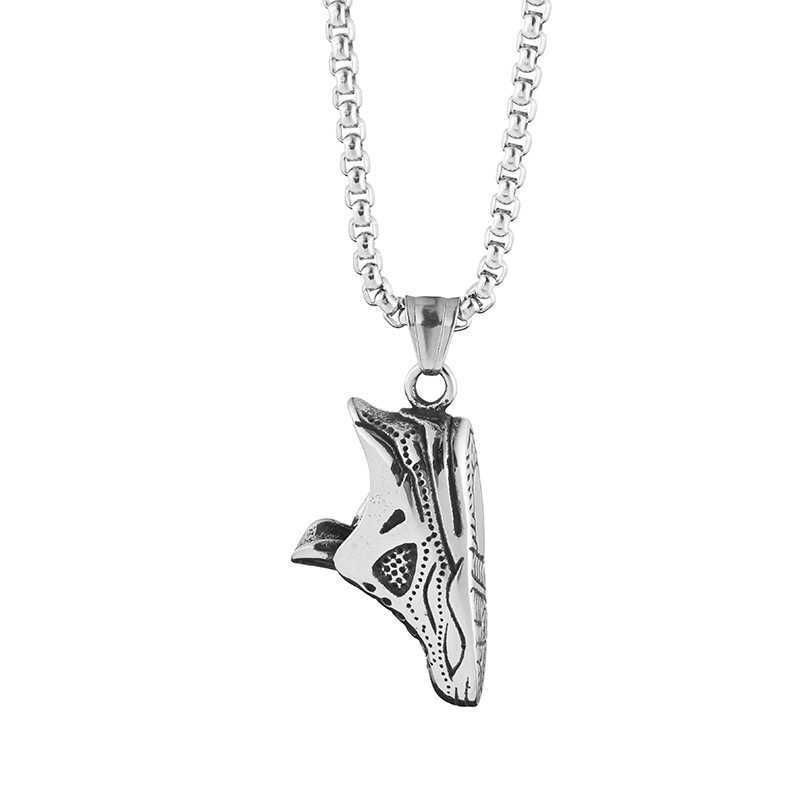 Pendant Necklaces High street style football shoes pendant mens titanium necklace basketball shoes hip-hop street net red tide womens sweater chain H2