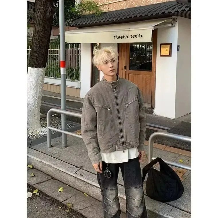 Autumn Advanced Mens Jacket American Style Vintage Sensibility Working Clothes Canvas Washing Jacket Casual Loose Fit 250219