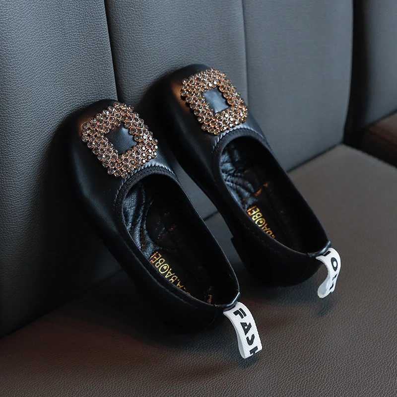 Childrens Leather Shoes Autumn New Girls Rhinestone Princess Shoes Shallow Mouth One Pedal Girls Single Shoes Kids Shoes X250220