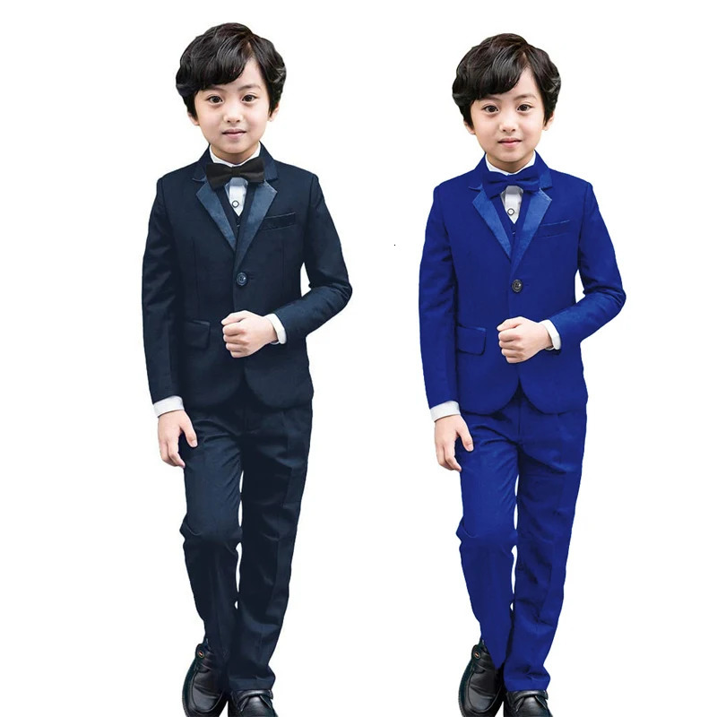 LOlanta 6Pcs Classic Boys Suits for Weddings Formal Blazer Kids Tuxedo Shirt Vest Party Ring bearer Suits Black 250219