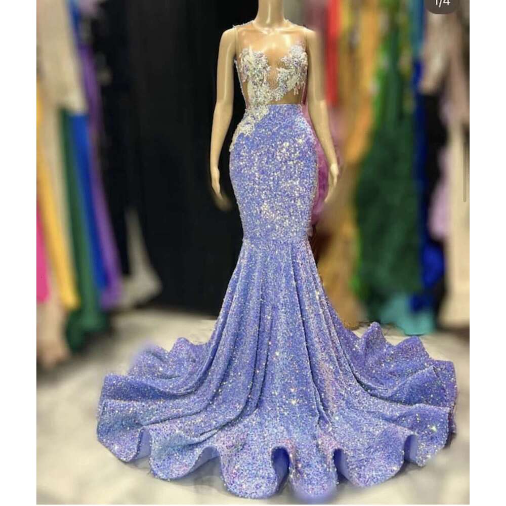 Sequin Veet Dia Prom Dresses Black Girl Mermaid Beads Sheer Mesh African Formal Evening Gala Gowns