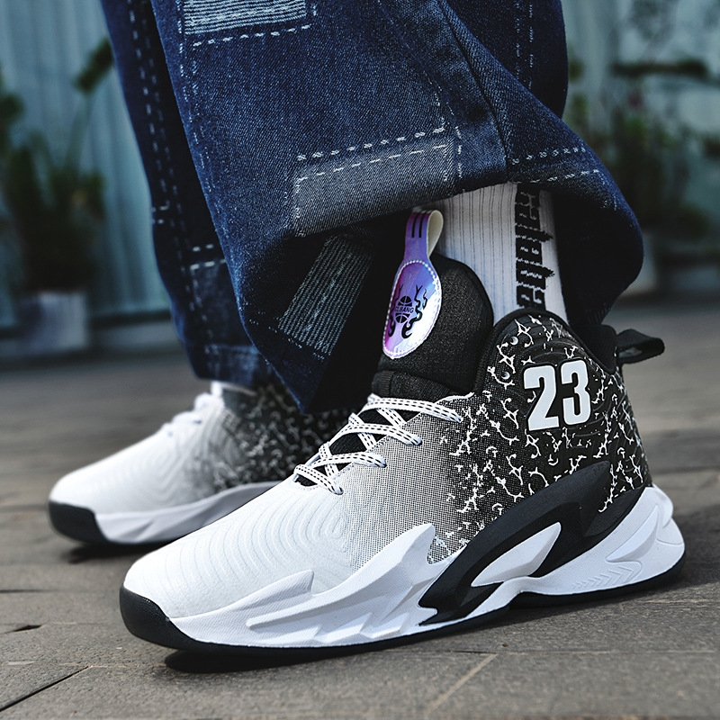 Basketball shoes men's combat boots sneakers autumn and winter new leather combat rubber soled youth student sneakers 35-45