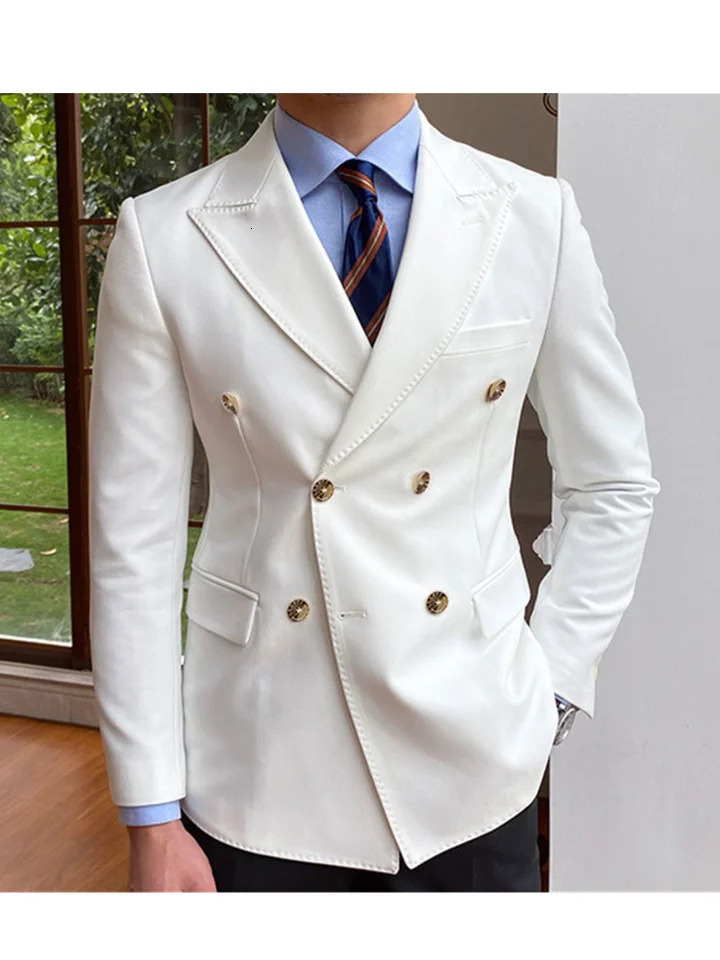 Solid Wedding Men Suits Blazer Bridegroom Business Groom Wear Tuxedo Jacket Formal Costume Homme Party Prom Double Breasted Coat 250220