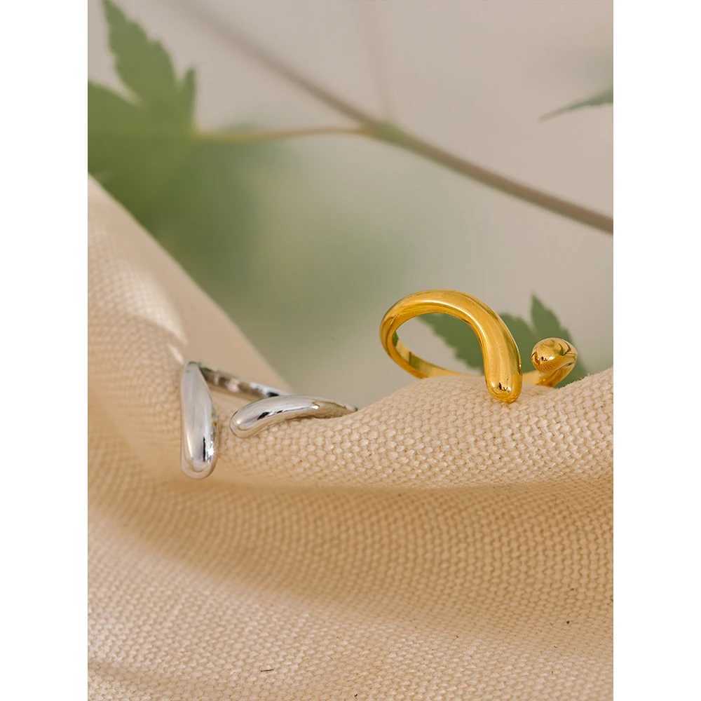 Yhpup Minimalist New Style Stainless Steel Open Chic Adjustable Ring Fashion Thin Finger Korean High Quality Jewelry 18K Golden X250220