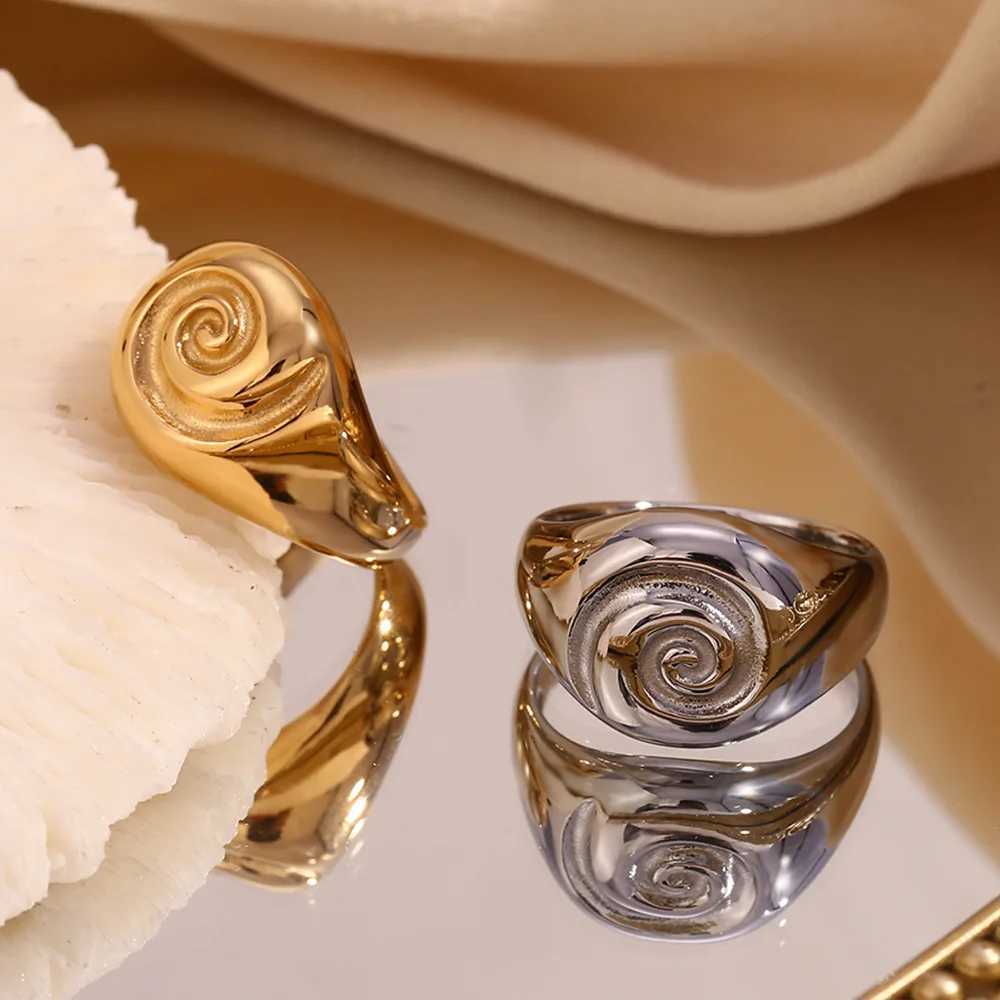 Unique Fingerprint Swirl Ripple Gold Silver Color Rings For Wens Stainless Steel Tarnish Premium Jewelry And Accessories X250220