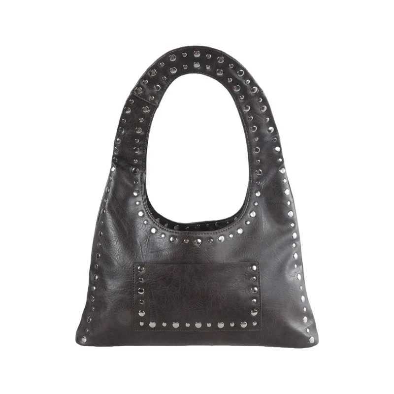 Stylish Decorated Shoulder Bag Motorcycle PU Leather Casual Handbag Suitable for Various Occasion Y250218