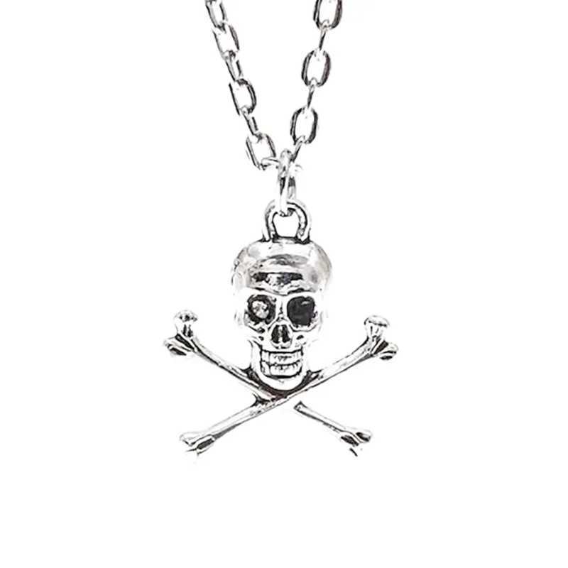 Skull Pendant Necklace for Women Men Vintage Chain Grunge Jewelry Goth Gothic Accories Choker Y2k Aesthetic Fairy StarXJ250219
