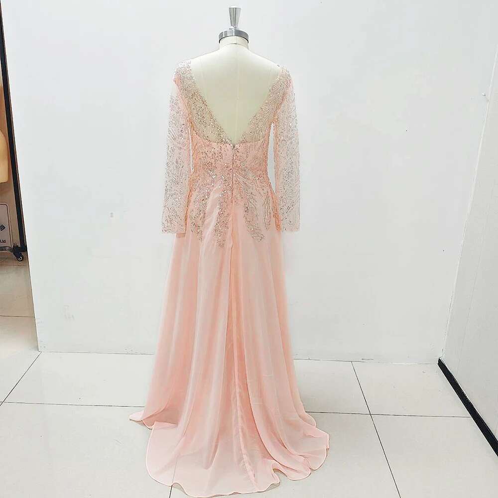 Customized Women's Evening Dresses Chic Long Sleeve V-Neck Or Length Gowns Special Ocn Lace Appliques Prom Dress 2025