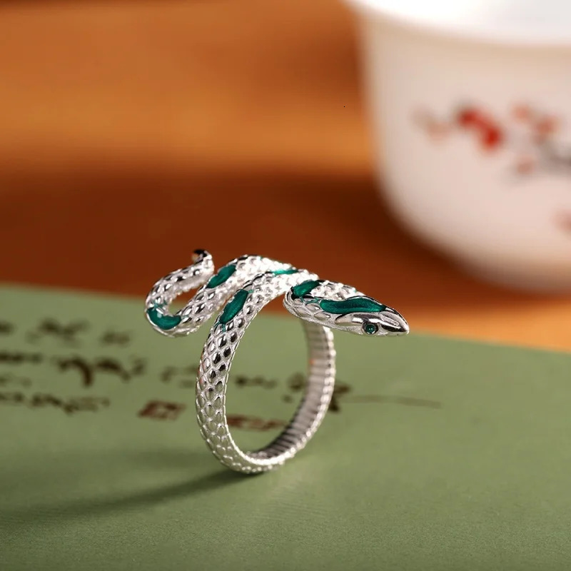 925 Sterling Silver Snake Ring Vintage Fashion Light Open Ring Womens Trendy Jewelry 250220