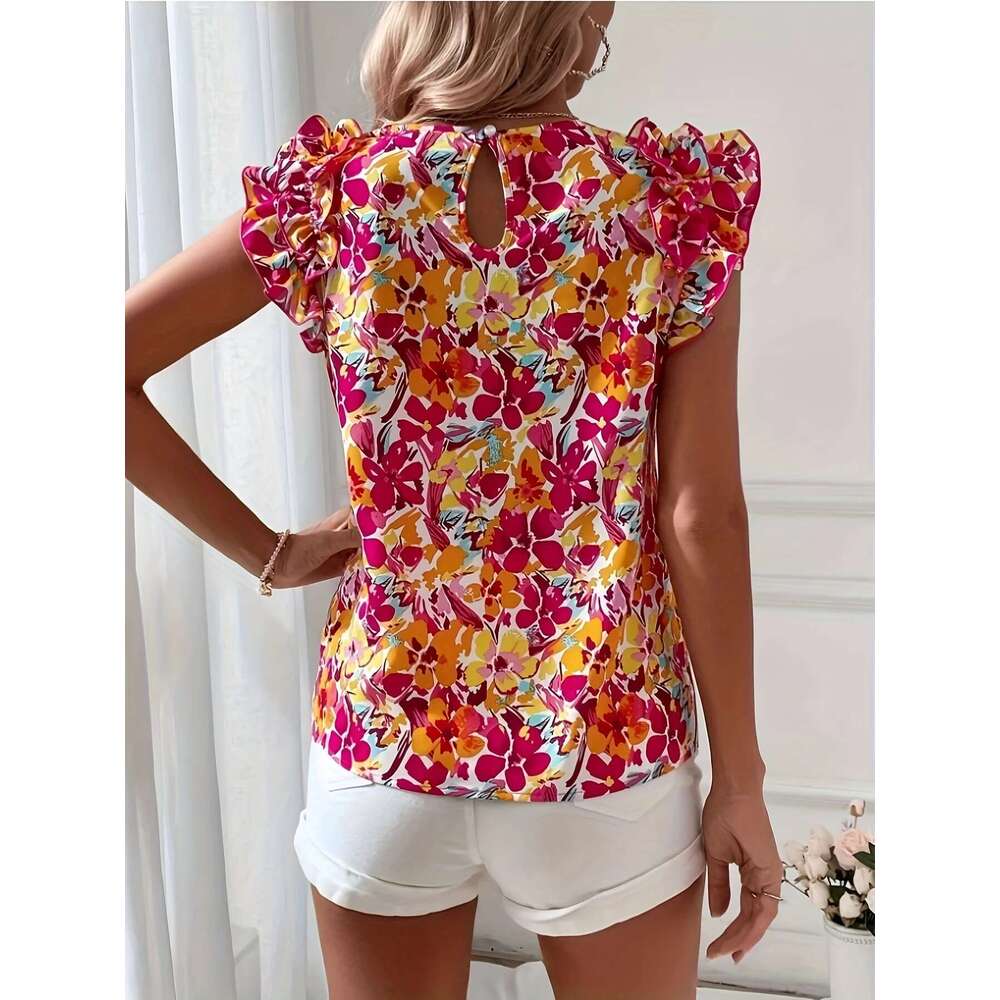 Directional Pattern-Making, New Elegant Short-Sleeved Printed Shirts, Women's