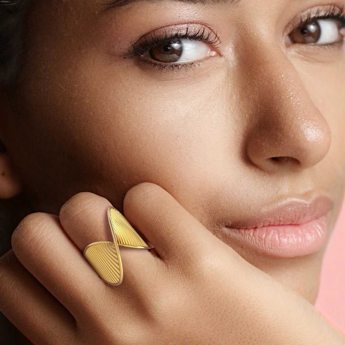 Uworld 316L Stainless Steel Irregar Ring Statement Metal Golden Finger Geetric Ring Minimalist Jewelry Bijoux Femme New X250220