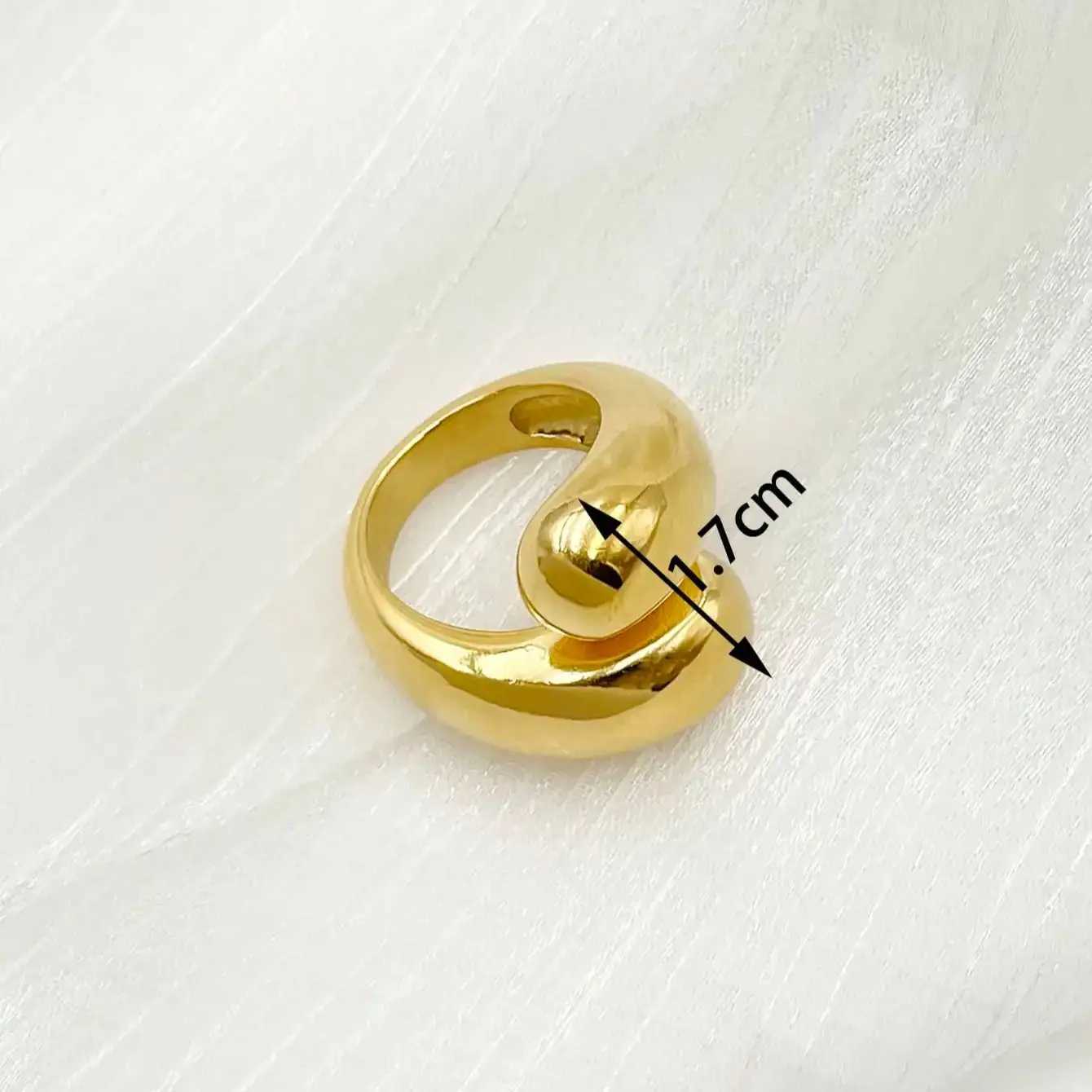 CARLIDANA New Hot Selling Simple Water Drop Gold Color Stainless Steel Ring Personalized Fashion Personalized Wens Jewelry X250220