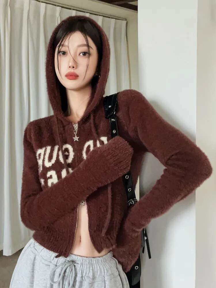 Tonngirls Japanese Print Women Long Sleeve Knitted Cashmere Cardigan Y2k Vintage Sweater Autumn Winter Streetwear 2000s