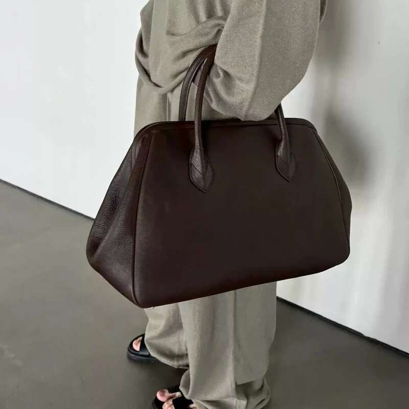 Clip Tote Bags For Women Designer Handbag Purses 2024 New PU Leather Vintage Large Capacity Commuting Shoulder Crossbody