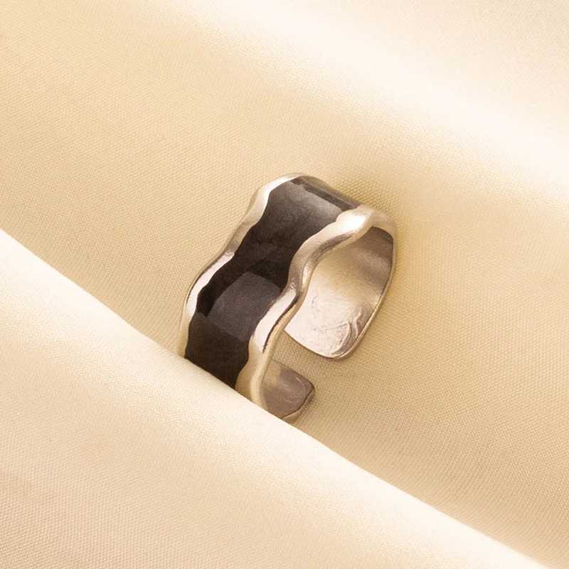 Punk Vintage Black Enamel Ring Stainless Steel Open Rings For Wen Men Jewelry Fire Evil Eye Bague Stainless Steel Femme Gift X250220