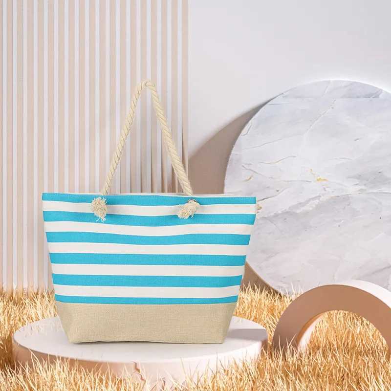 AFKOMST Beach Bag for Woman Canvas Fashion Handbag Striped Large Capacity Shopping Travel Bags Z250219