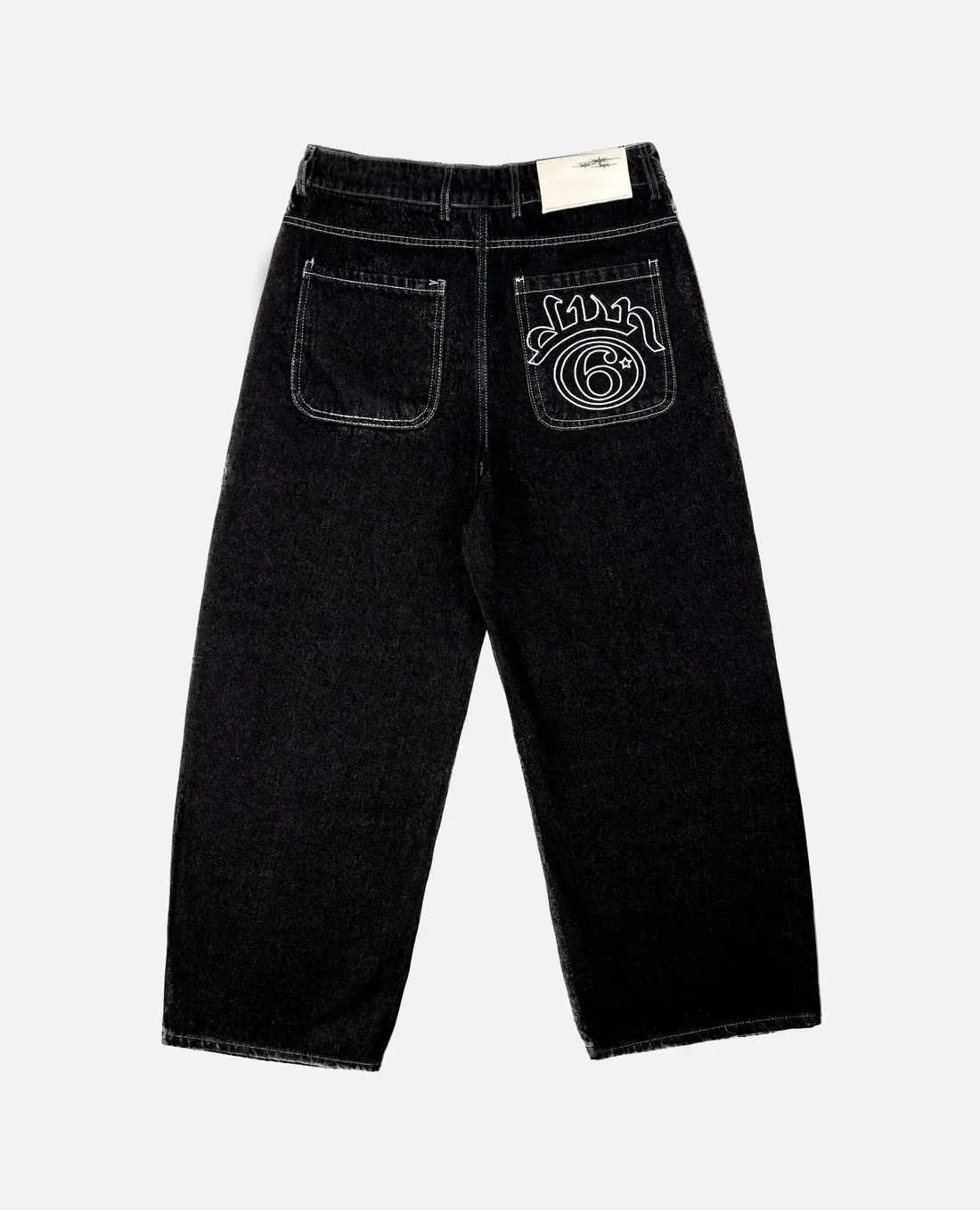 Harajuku niche design embroidered street style loose jeans for men and women wide-leg trendy retro casual straight trousers X250220
