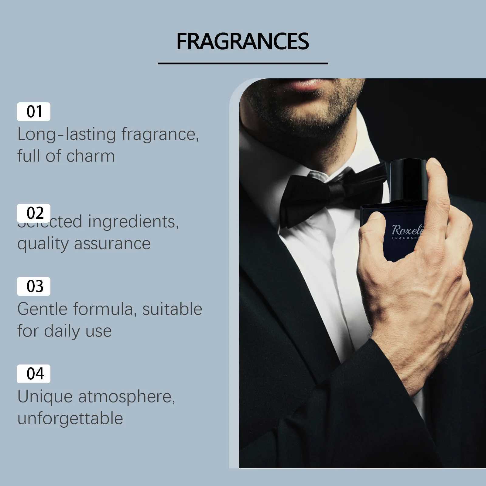 Roxelis 50ml Glamour Men Perfume Spray Light Fragrance Fresh Romantic Pheromone Dating Atmosphere Charming Flirting PerfumeXJ250220