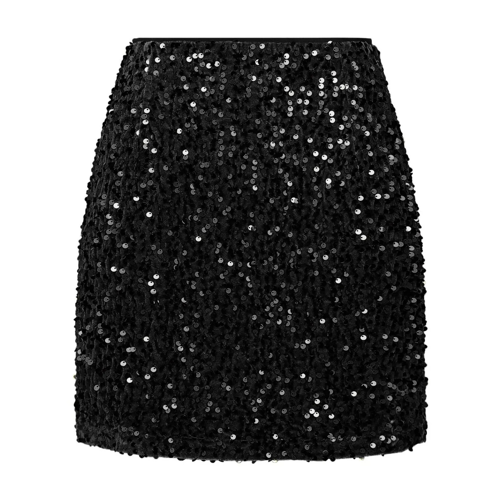 Sequins Mini Skirt High Waist Glitter Slim Fit Bodycon Skirts Solid Color Party Wear Evening Club Female Short 250220