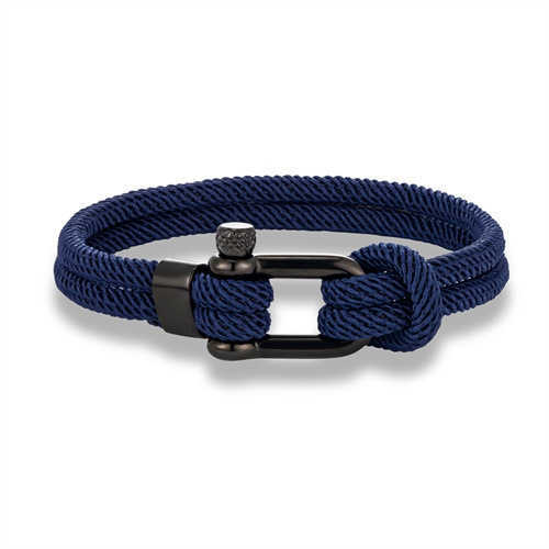 Charm Bracelets Black stainless steel horseshoe buckle mens double-layer Milan rope outdoor leisure wristband H25220