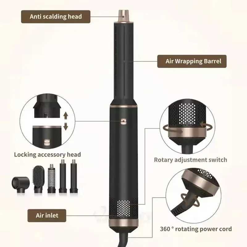 Super Hair Dryer Professional Blow Dryer Multi functional Hair Curler 5-inch Brushless Motor for Quick Drying W250220