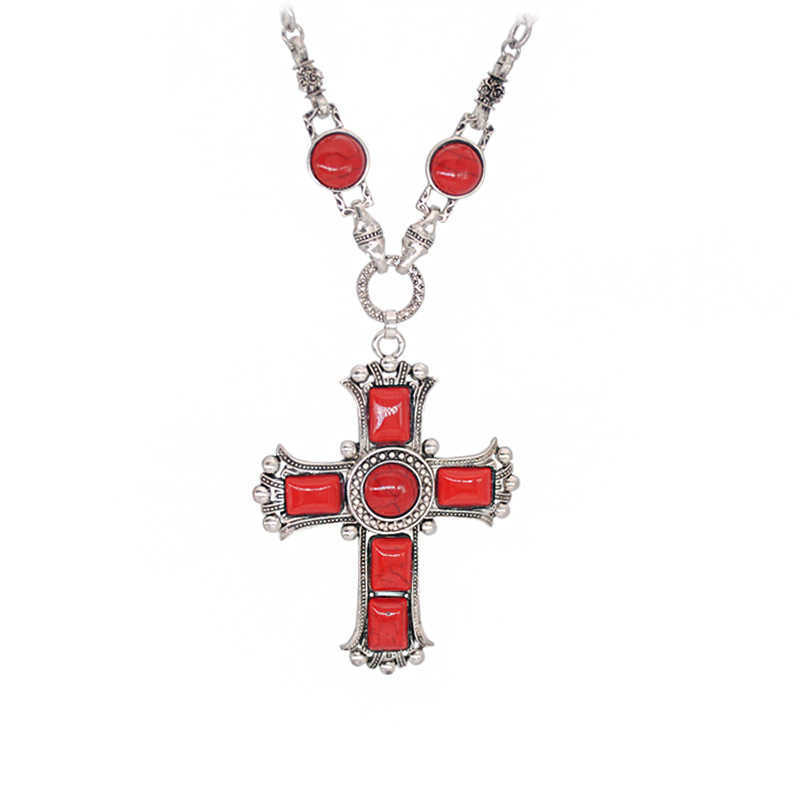Pendant Necklaces Jewelry Cross Pendant Necklace Womens Turquoise Long Necklace Sweater Chain H25219